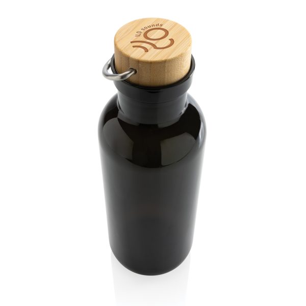 GRS RPET bottle with FSC bamboo lid and handle P433.261