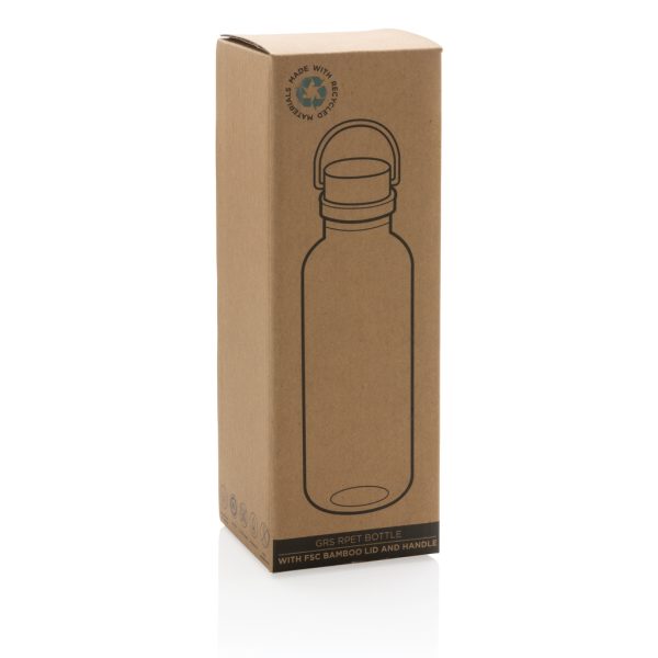 GRS RPET bottle with FSC bamboo lid and handle P433.261