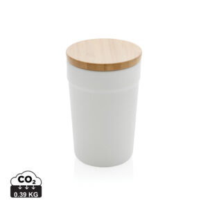 GRS certified recycled PP mug with bamboo lid P433.293