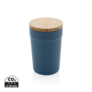 GRS certified recycled PP mug with bamboo lid P433.295
