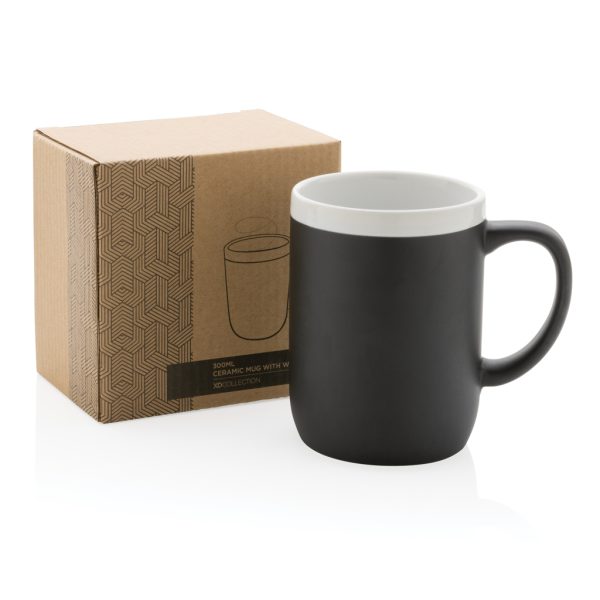 Ceramic mug with white rim P434.091