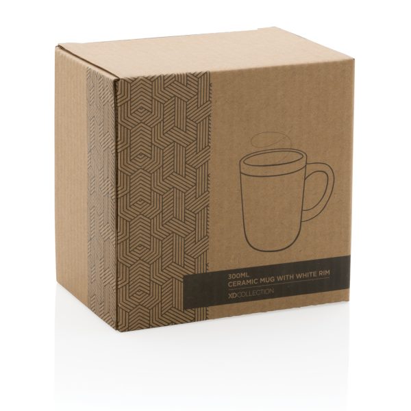 Ceramic mug with white rim P434.097