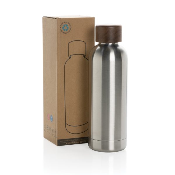 Wood RCS certified recycled stainless steel vacuum bottle P435.532