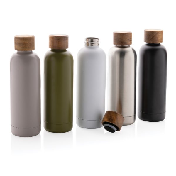 Wood RCS certified recycled stainless steel vacuum bottle P435.533