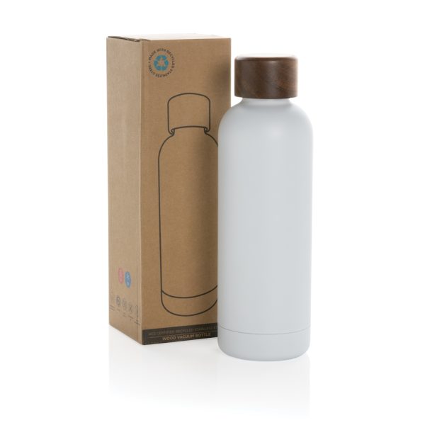 Wood RCS certified recycled stainless steel vacuum bottle P435.533