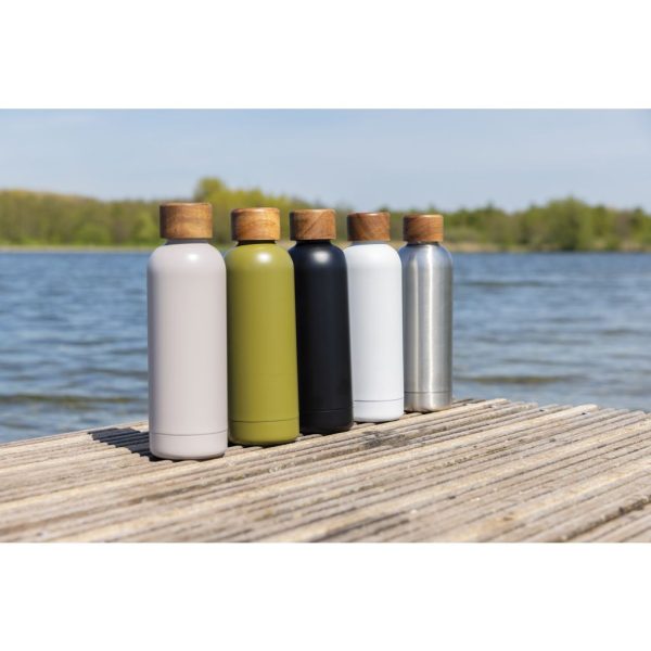Wood RCS certified recycled stainless steel vacuum bottle P435.537
