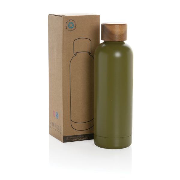 Wood RCS certified recycled stainless steel vacuum bottle P435.537