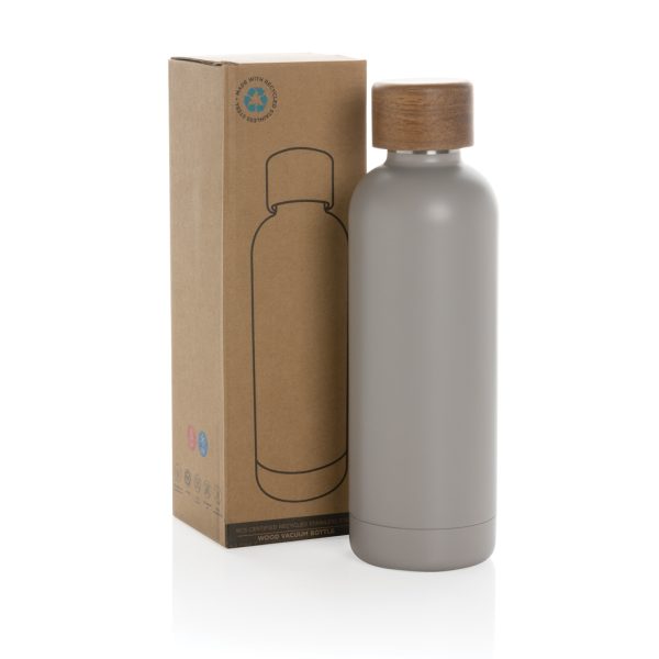 Wood RCS certified recycled stainless steel vacuum bottle P435.539