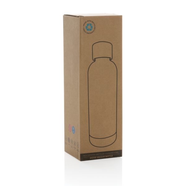 Wood RCS certified recycled stainless steel vacuum bottle P435.539
