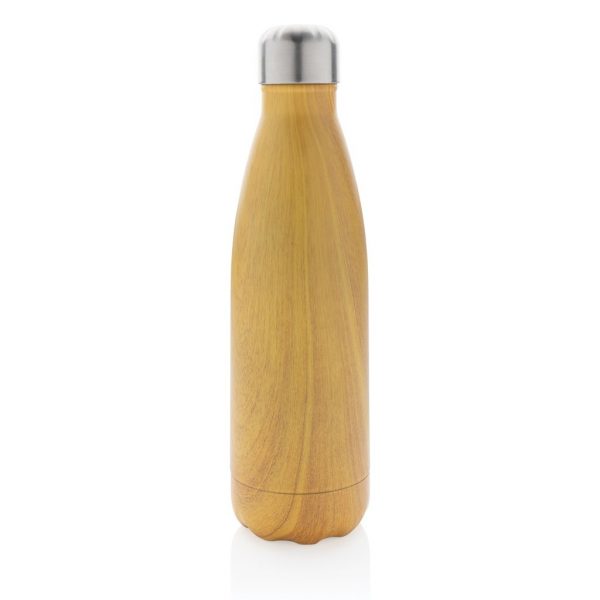 Vacuum insulated ss bottle with wood print P436.486