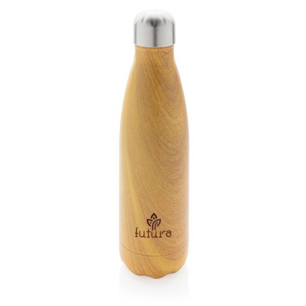 Vacuum insulated ss bottle with wood print P436.486