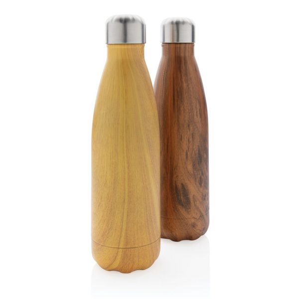 Vacuum insulated ss bottle with wood print P436.486