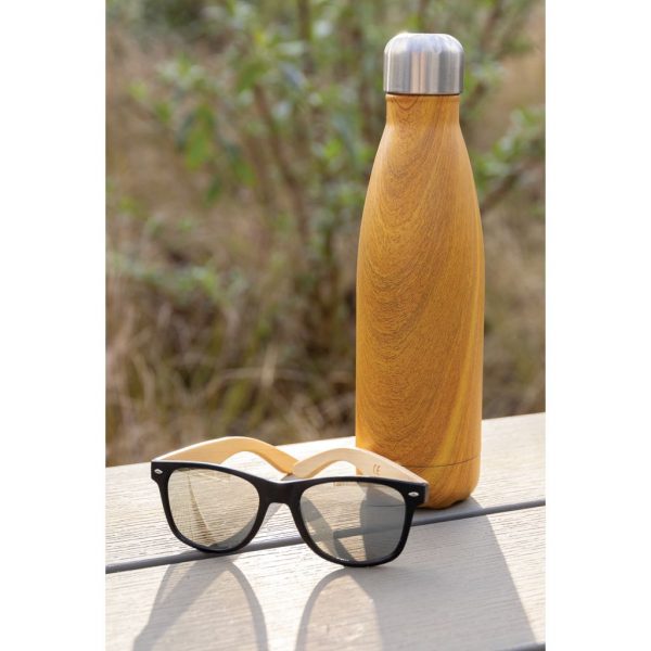 Vacuum insulated ss bottle with wood print P436.486