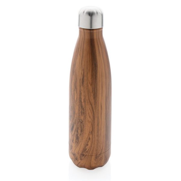 Vacuum insulated ss bottle with wood print P436.489