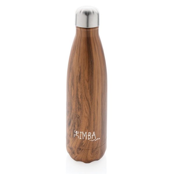 Vacuum insulated ss bottle with wood print P436.489