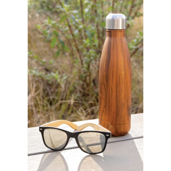 Vacuum insulated ss bottle with wood print P436.489