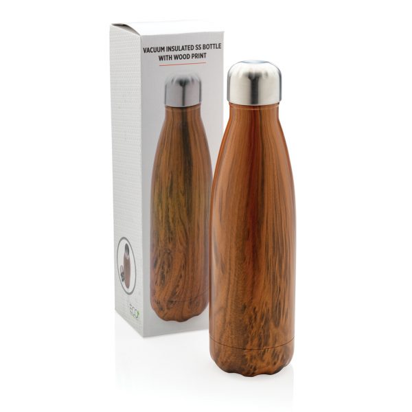 Vacuum insulated ss bottle with wood print P436.489