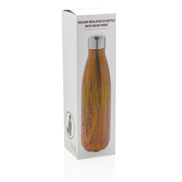 Vacuum insulated ss bottle with wood print P436.489