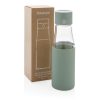Ukiyo glass hydration tracking bottle with sleeve P436.727
