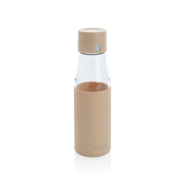Ukiyo glass hydration tracking bottle with sleeve P436.729