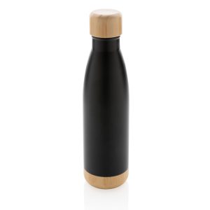 Vacuum stainless steel bottle with bamboo lid and bottom P436.791