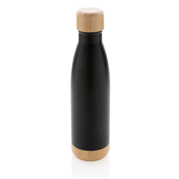 Vacuum stainless steel bottle with bamboo lid and bottom P436.791