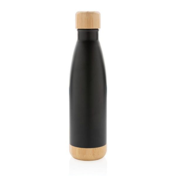 Vacuum stainless steel bottle with bamboo lid and bottom P436.791