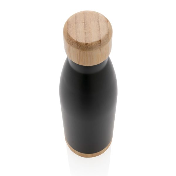 Vacuum stainless steel bottle with bamboo lid and bottom P436.791