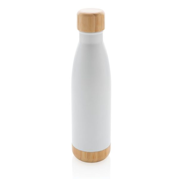 Vacuum stainless steel bottle with bamboo lid and bottom P436.793