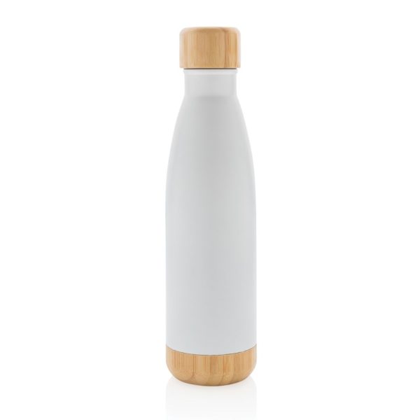 Vacuum stainless steel bottle with bamboo lid and bottom P436.793