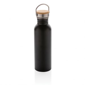 Modern stainless steel bottle with bamboo lid P436.831