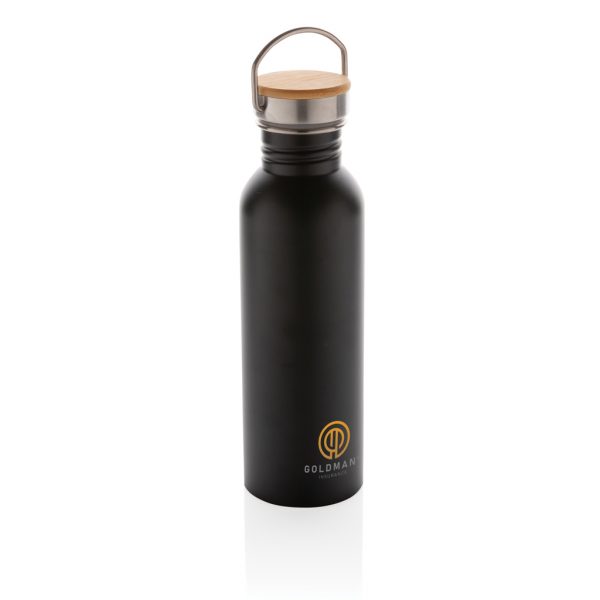 Modern stainless steel bottle with bamboo lid P436.831