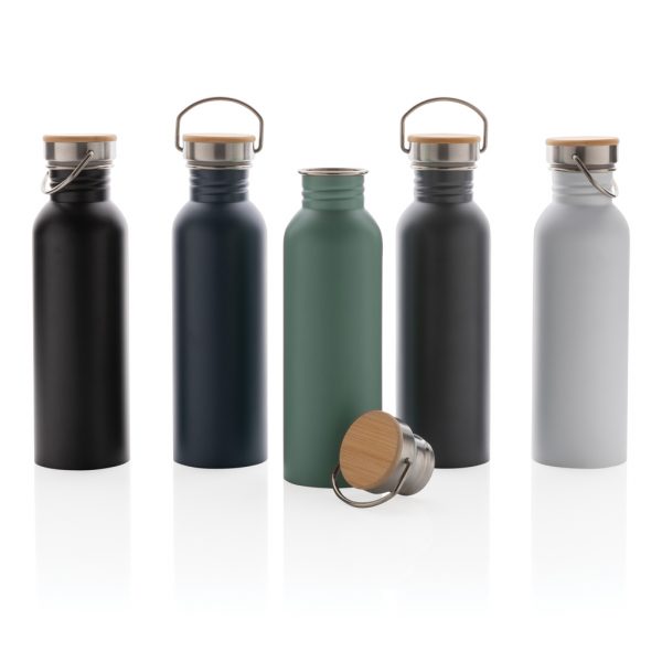 Modern stainless steel bottle with bamboo lid P436.831