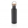 Modern stainless steel bottle with bamboo lid P436.832