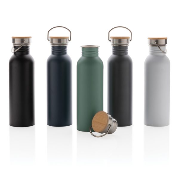 Modern stainless steel bottle with bamboo lid P436.832