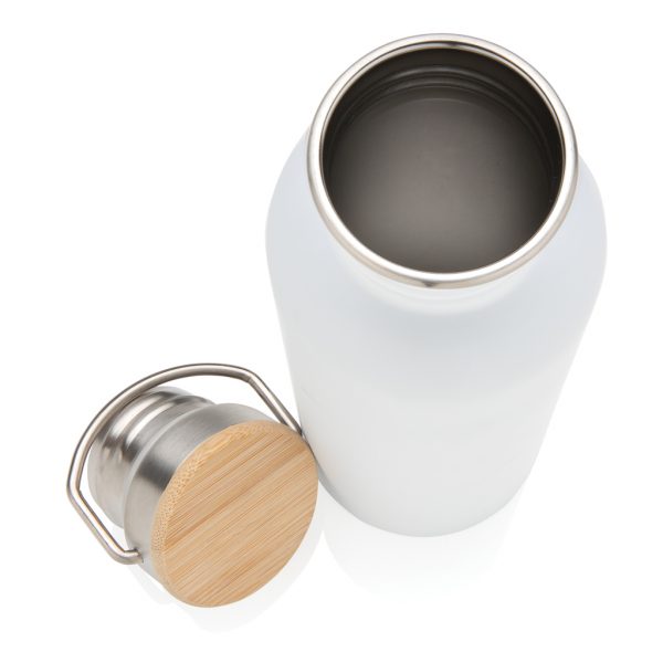 Modern stainless steel bottle with bamboo lid P436.833