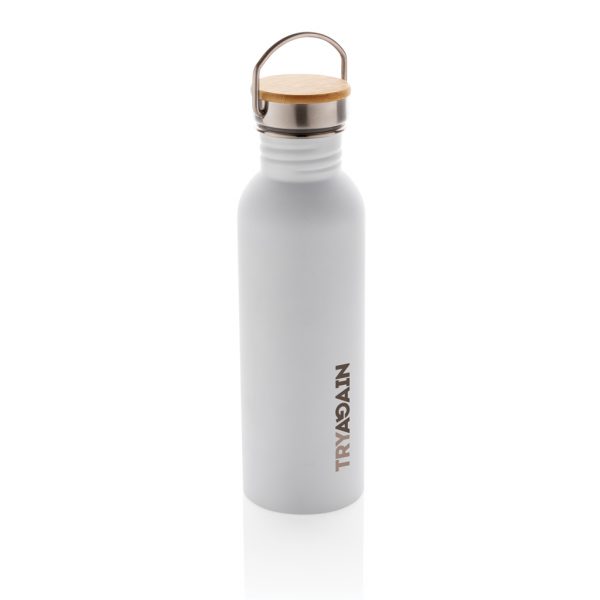 Modern stainless steel bottle with bamboo lid P436.833