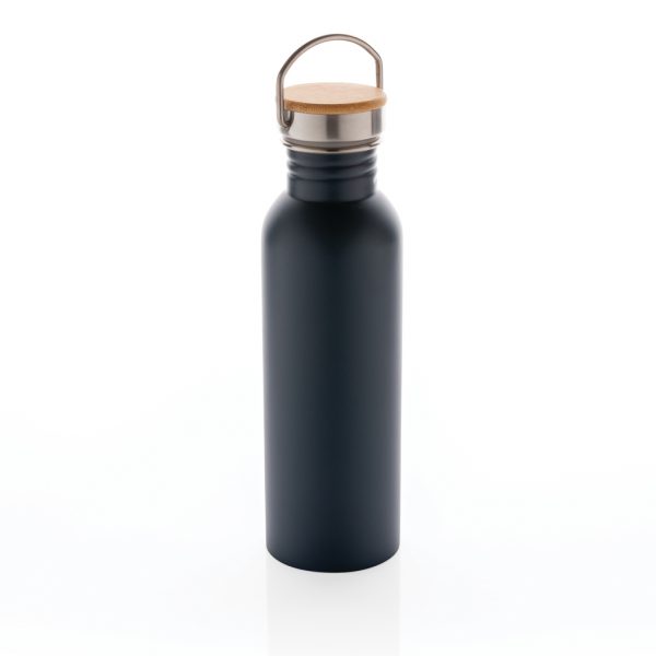 Modern stainless steel bottle with bamboo lid P436.835