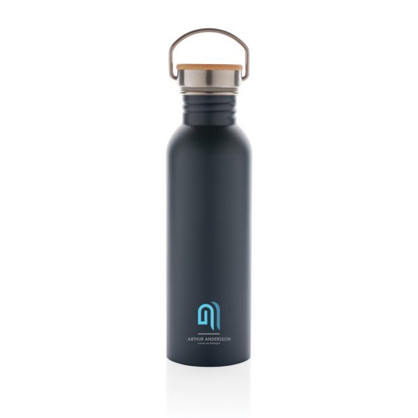 Modern stainless steel bottle with bamboo lid P436.835