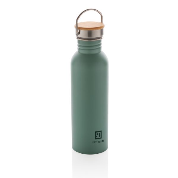 Modern stainless steel bottle with bamboo lid P436.837