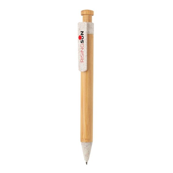 Bamboo pen with wheatstraw clip P610.543