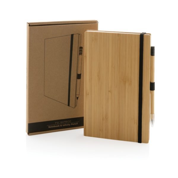 FSC® bamboo notebook and infinity pencil set P774.469