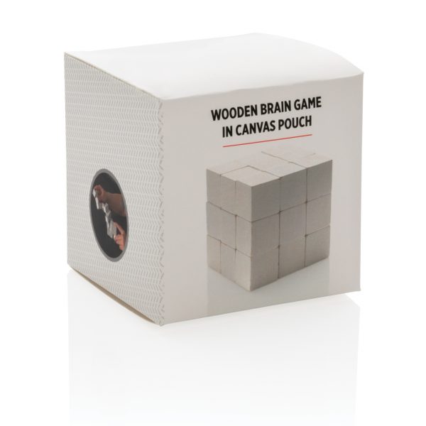 Wooden brain game in canvas pouch P940.013