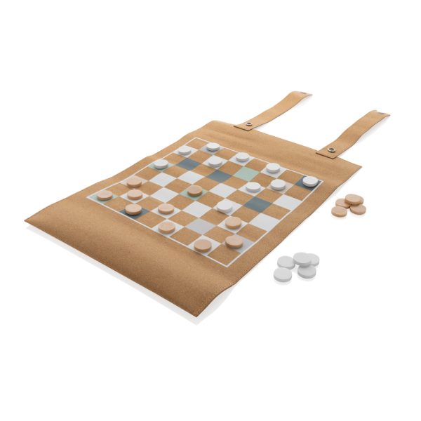Britton cork foldable backgammon and checkers game set P940.219