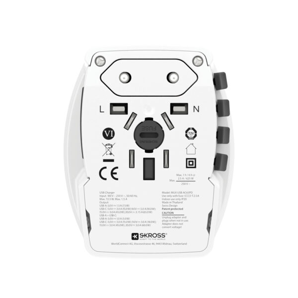SKROSS World Travel Adapter MUV 65W PD with USB C Cable RB1.302976