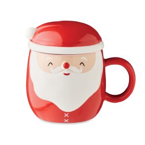 Ceramic mug with lid 370 ml SANTA CX1492-05