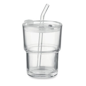 Glass tumbler with straw 400ml SIP MO2502-22
