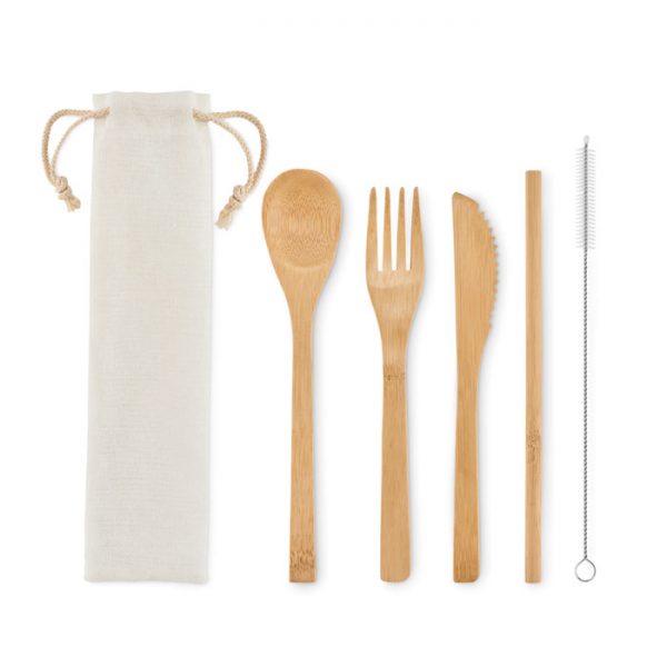 Bamboo cutlery with straw SETSTRAW MO6121-13