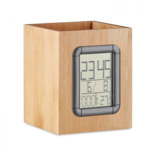 Bamboo penholder and LCD clock MANILA MO6289-40