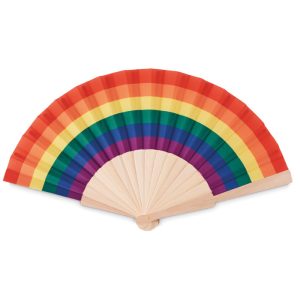 Rainbow wooden hand fan BOWFAN MO6446-99